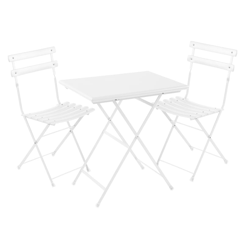 Jardin - Tables de jardin - Set table & assises Arc en Ciel métal blanc / Table 70x50cm + 2 chaises - Emu - Blanc - Acier verni