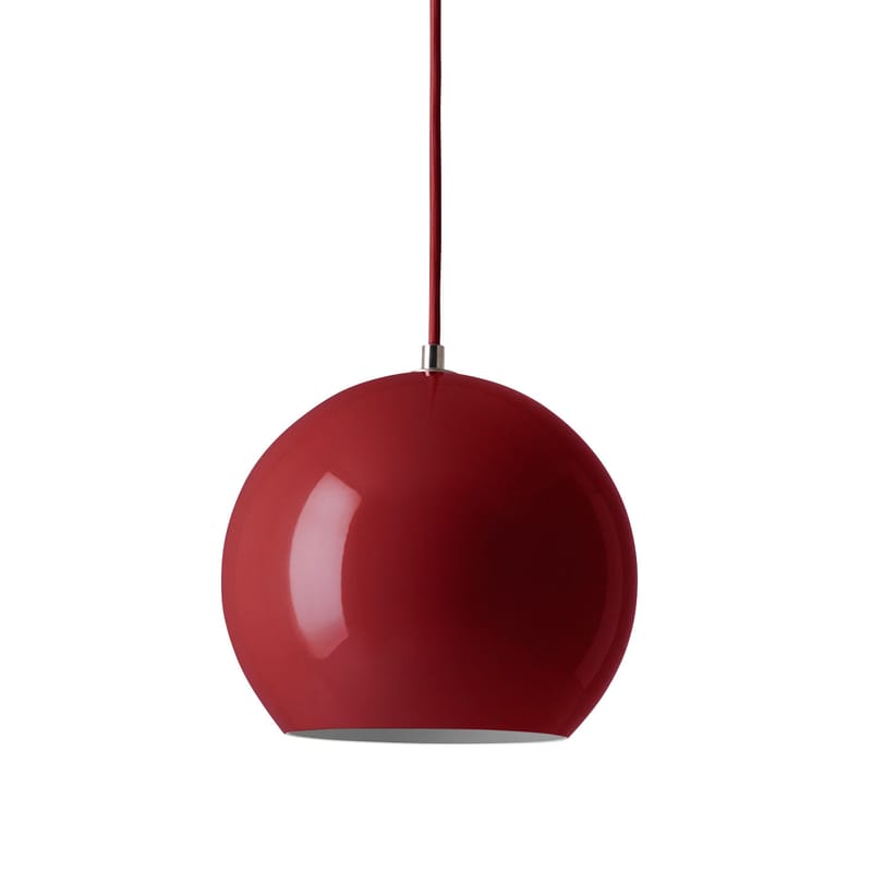 Luminaire - Suspensions - Suspension Topan VP6 métal rouge / Verner Panton, 1959 - Ø 21 cm - &tradition - Rouge vermilion - Aluminium laqué