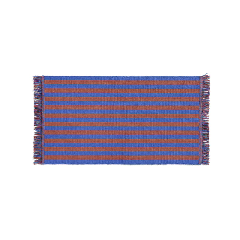 Décoration - Pour les enfants - Tapis Stripes and stripes  bleu / 95 x 52 cm - Coton - Hay - Cacao & bleu ciel - Coton