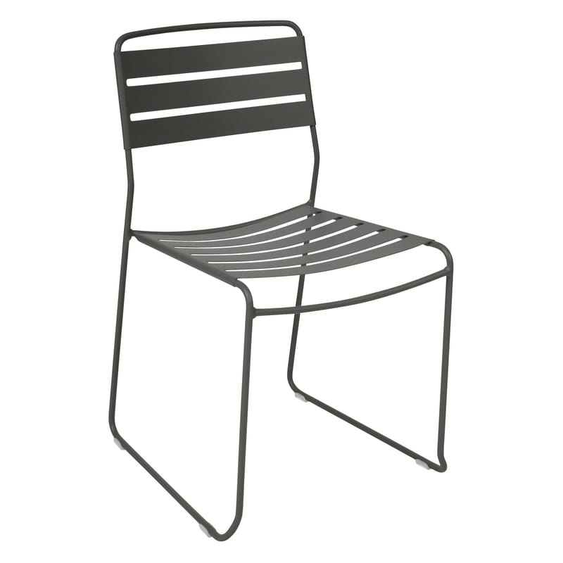 Mobilier - Chaises, fauteuils de salle à manger - Chaise empilable Surprising métal vert gris - Fermob - Romarin - Acier