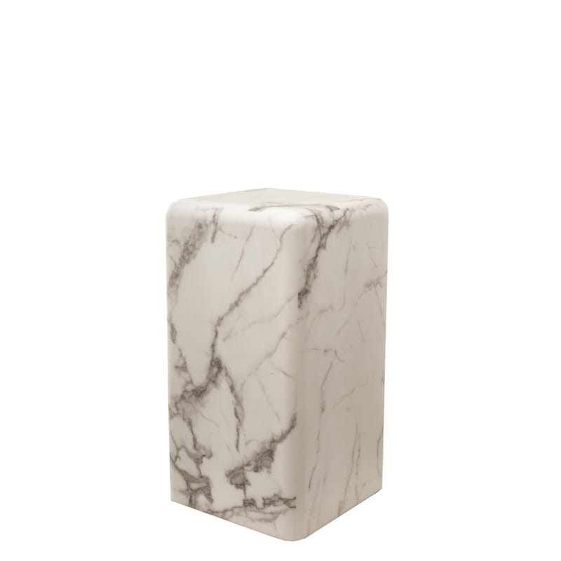 Furniture - Coffee Tables - Marble look Small End table wood white / H 61 cm - Marble effect - Pols Potten - White - MDF, Resin