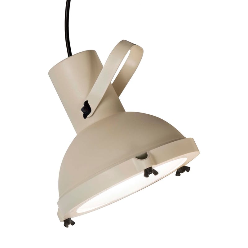 Luminaire - Suspensions - Suspension Projecteur 165 métal blanc beige / Ø 17 cm - Le Corbusier, réédition 1954 - Nemo - Blanc sable - Aluminium peint, Verre opalin