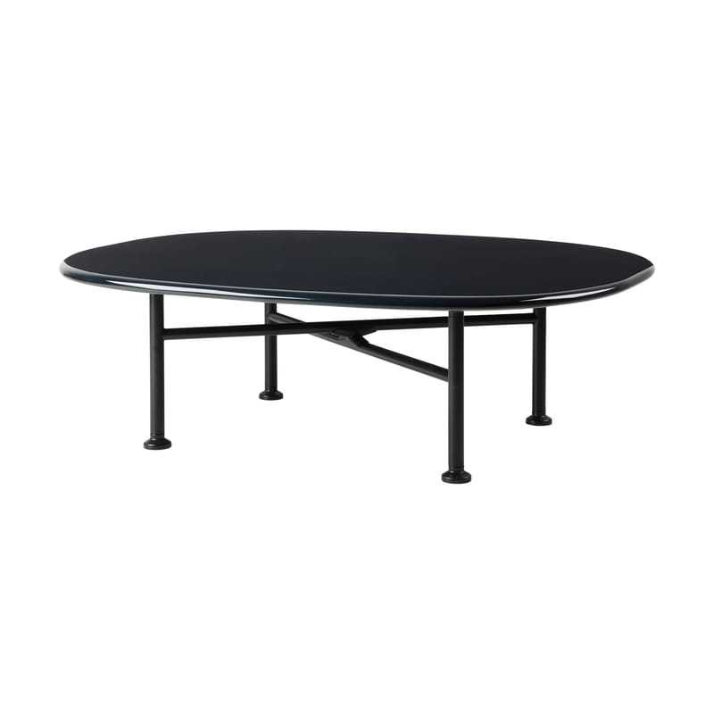 Mobilier - Tables basses - Table basse Carmel Large céramique noir / 87,5 x 70 x H 25 cm - Gubi - Noir Midnight - Acier, Grès émaillé