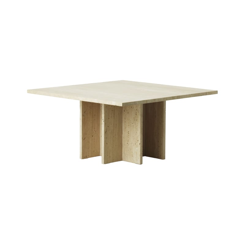 Mobilier - Tables basses - Table basse Edge Large pierre beige / Travertin - 80 x 80 x H 40 cm - Normann Copenhagen - Travertine beige - Travertin