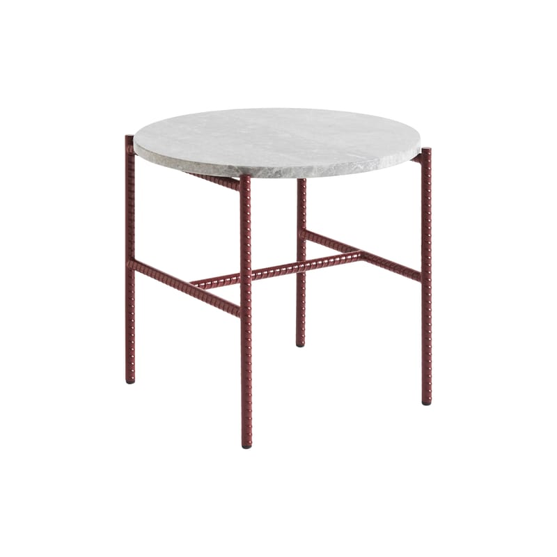 Mobilier - Tables basses - Table basse Rebar pierre rouge gris / marbre - Ø 45 x H 40,5 cm - Hay - Rouge / Marbre gris - Acier, Marbre