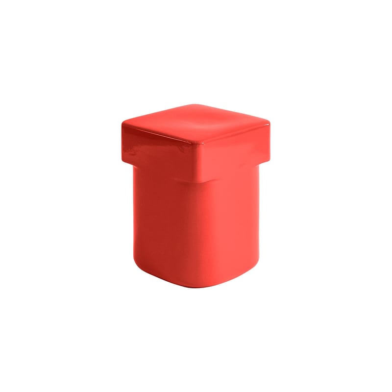 Mobilier - Tables basses - Table d\'appoint Landmark céramique rouge / Fait main - 32 x 32 x H 44 cm - NINE - Rouge - Céramique émaillée