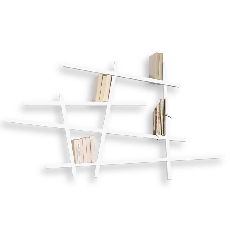 Mobilier - Etagères & bibliothèques - Bibliothèque Mikado Small bois blanc / L 185 x H 100 cm - Compagnie - Blanc - Hêtre laqué