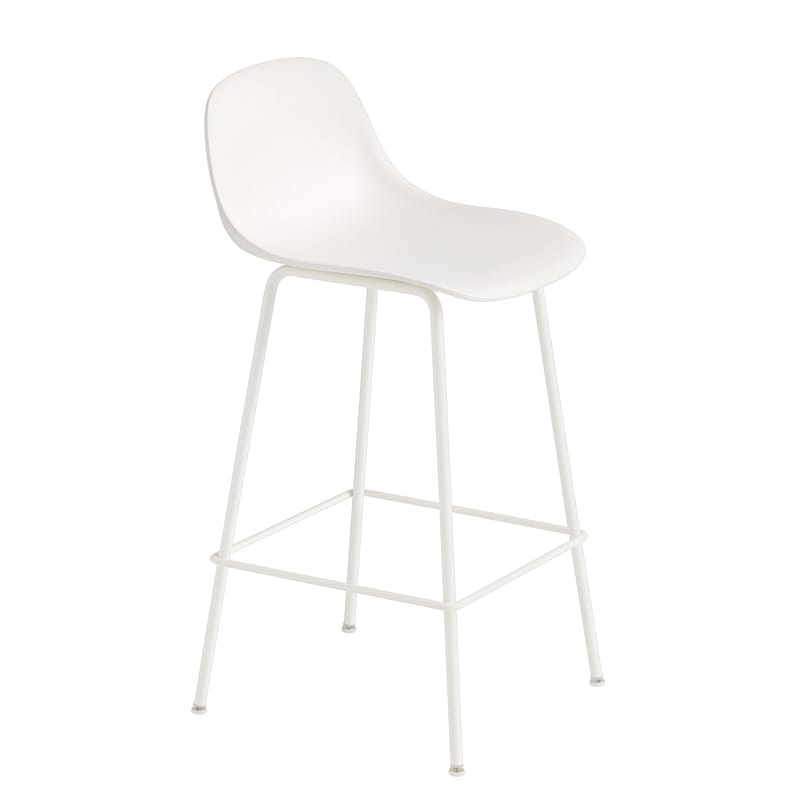 Mobilier - Tabourets de bar - Chaise de bar Fiber Bar plastique matériau composite blanc / H 65 cm - Muuto - Blanc - Acier peint, Matériau composite recyclé