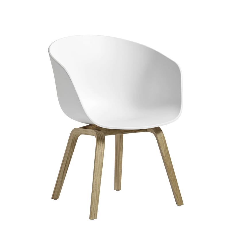 Möbel - Lounge Sessel - Lounge Sessel About a chair AAC42 plastikmaterial weiß holz natur / Kunststoff & Eiche - Hay - Weiß / Eiche geseift - Eiche, Polypropylen