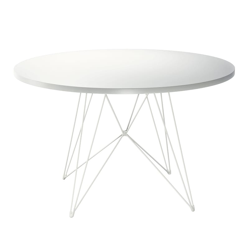 Tendances - Autour du repas - Table ronde XZ3 / Ø 120 cm - MDF verni - Magis - Blanc / Pied blanc - Acier verni, MDF verni