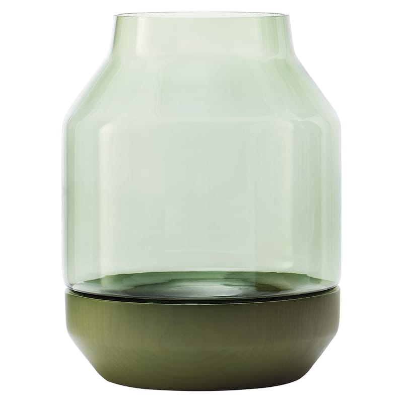 Décoration - Vases - Vase Elevated verre bois vert - Muuto - Vert - Frêne peint, Verre soufflé