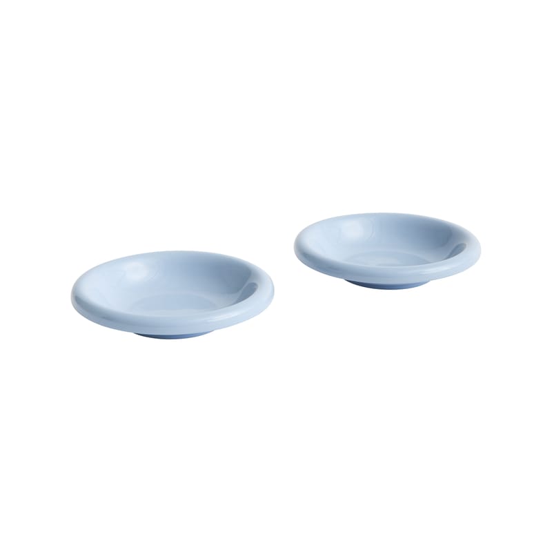 Table et cuisine - Saladiers, coupes et bols - Bol Barro céramique bleu / Ø 20 x H 4 cm - Set de 2 - Hay - Bleu ciel - Grès