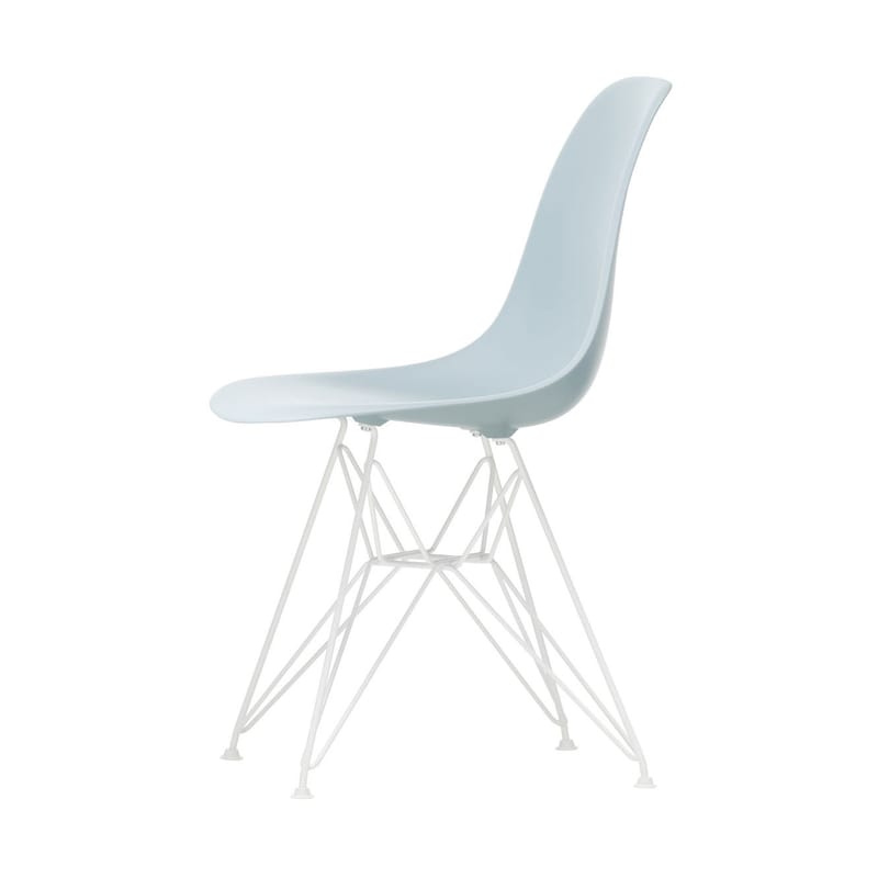 Mobilier - Chaises, fauteuils de salle à manger - Chaise DSR - Eames Plastic Side Chair plastique bleu gris / (1950) - Pieds blancs - Vitra - Gris bleuté / Pieds blancs - Acier laqué époxy, Polypropylène