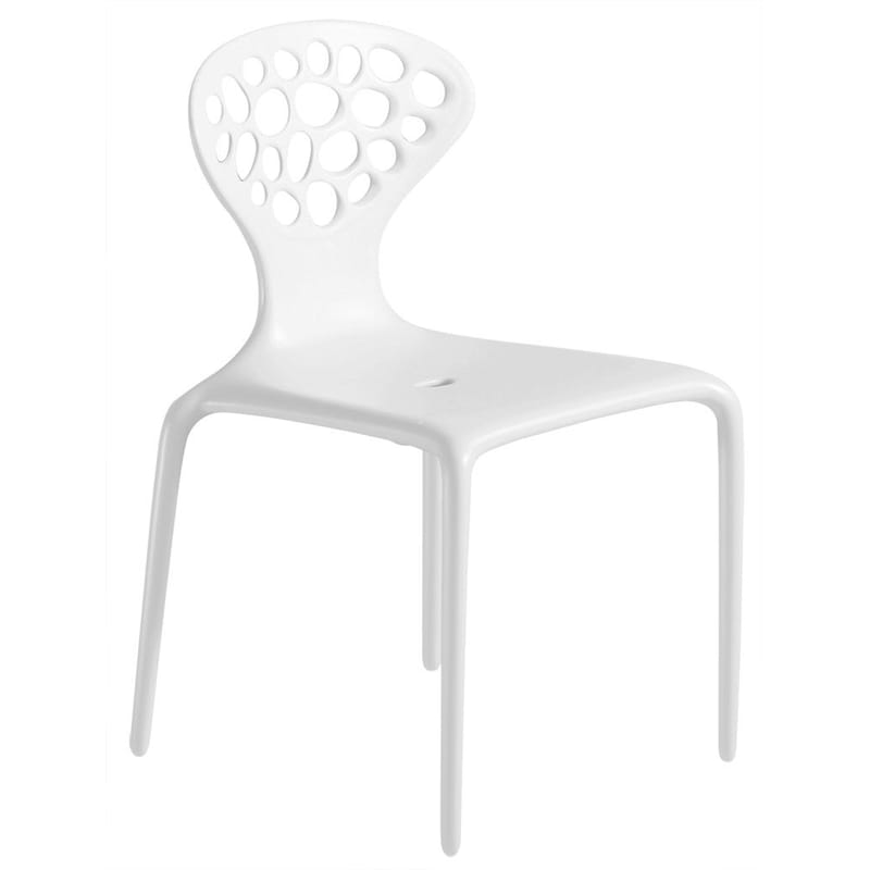 Mobilier - Chaises, fauteuils de salle à manger - Chaise empilable Supernatural plastique blanc / Ross Lovegrove, 2005 - Moroso - Blanc - Fibre de verre, Polypropylène