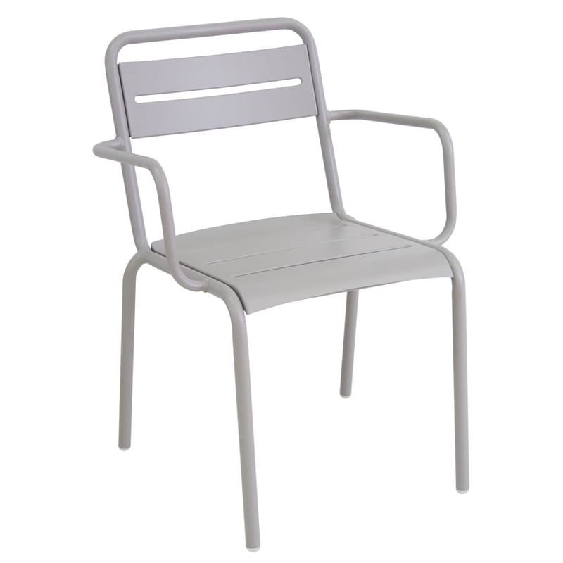 Mobilier - Chaises, fauteuils de salle à manger - Fauteuil empilable Star métal gris - Emu - Gris ciment - Acier verni