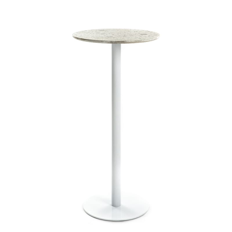 Furniture - High Tables - Terrazzo High table stone white / Ø 50 cm - XL Boom - White terrazzo / White - Terrazzo