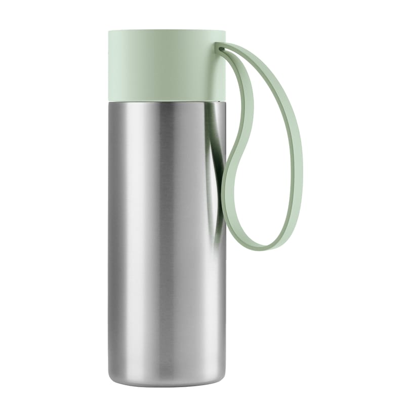 Table et cuisine - Tasses et mugs - Mug isotherme To Go Cup vert métal / Avec couvercle - 0,35 L - Eva Solo - Vert Eucalyptus - Acier inoxydable, Silicone