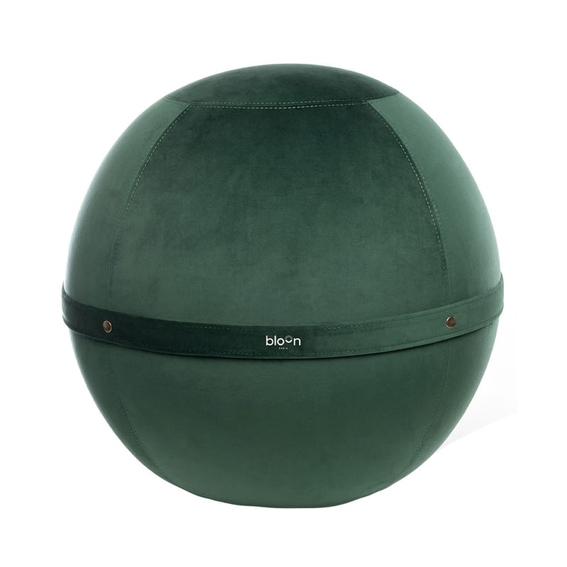 Mobilier - Poufs - Pouf Ballon Velvet XL tissu vert / Siège ergonomique - Velours - Ø 65 cm - BLOON PARIS - Emeraude - PVC, Velours
