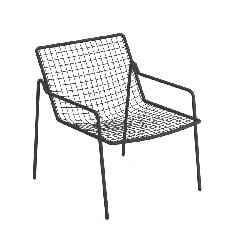 Furniture - Armchairs - Rio R50 Stackable low armchair grey metal / Metal - Emu - Antique Iron - Steel