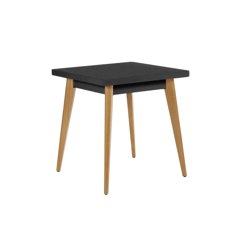 Mobilier - Tables - Table carrée 55 métal gris / Pieds chêne - 70 x 70 cm - Tolix - Graphite (mat fine texture) / Chêne - Acier laqué, Chêne massif PFC