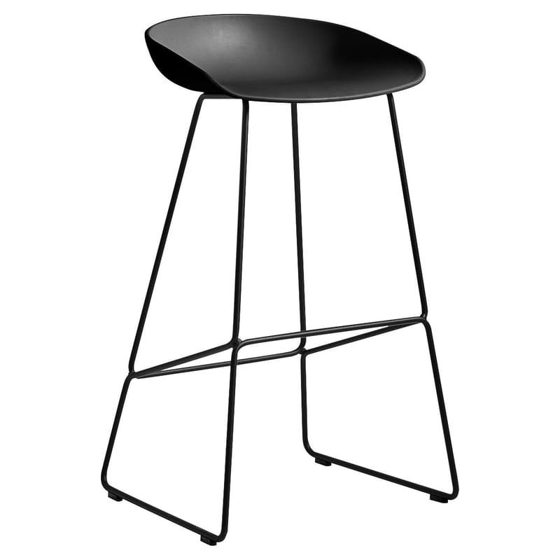 Mobilier - Tabourets de bar - Tabouret de bar About a stool AAS 38 HIGH  / H 75 cm - Recyclé / Hee Weeling, 2010 - Hay - Noir / Pied noir - Acier laqué, Polypropylène recyclé