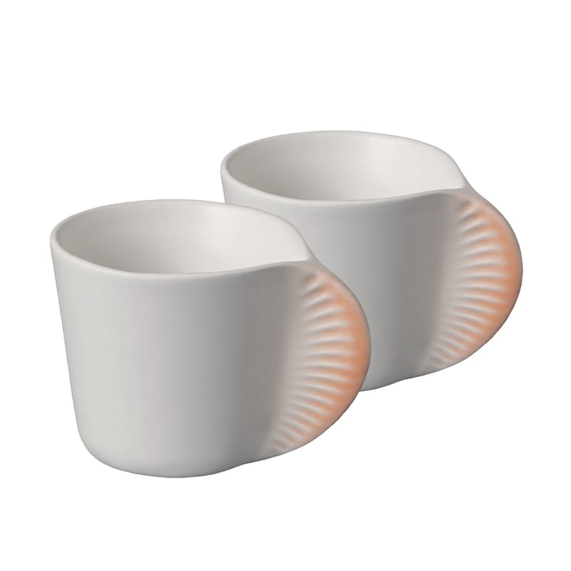 Table et cuisine - Tasses et mugs - Tasse à café Morphose céramique orange / Set de 2 - Ibride - Corail - Céramique