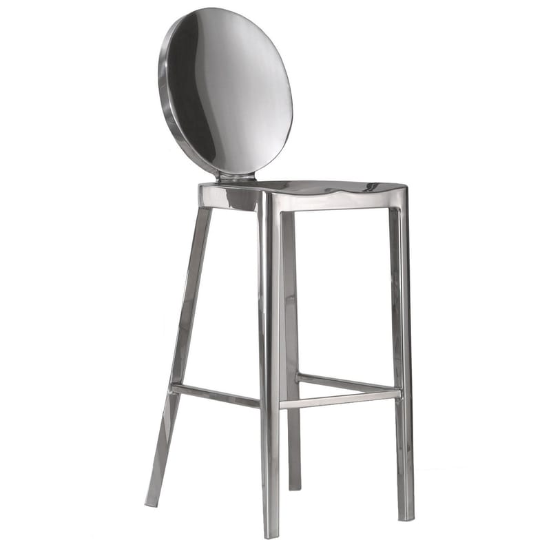 Mobilier - Tabourets de bar - Chaise de bar Kong métal / H 60 cm - Emeco - H 60 cm / Alu poli - Aluminium poli recyclé