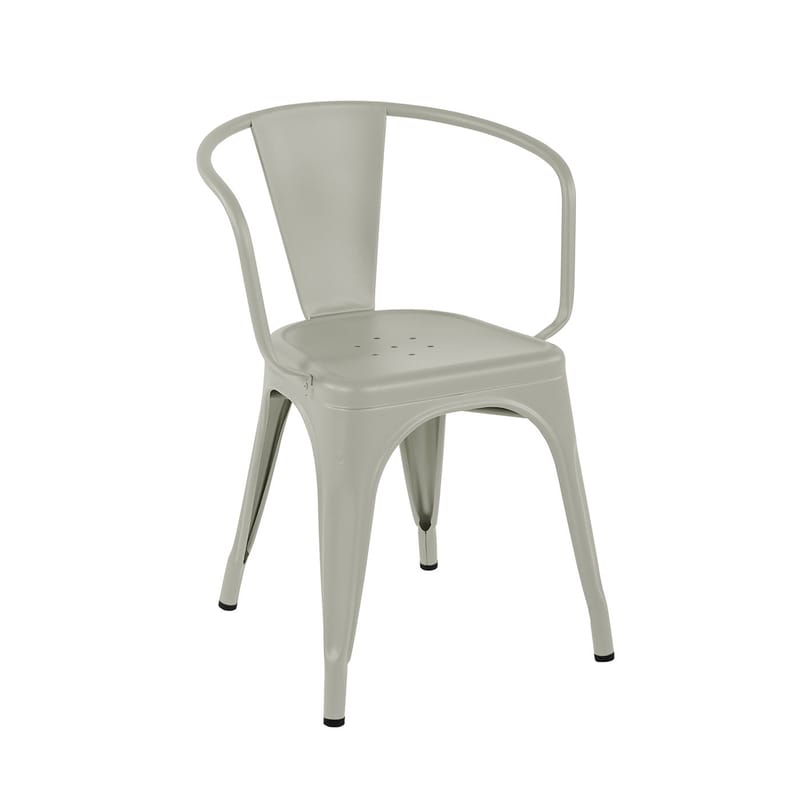 Mobilier - Chaises, fauteuils de salle à manger - Fauteuil empilable A56 Indoor métal gris / Acier Couleur - Pour l\'intérieur - Tolix - Gris Soie (mat) - Acier laqué