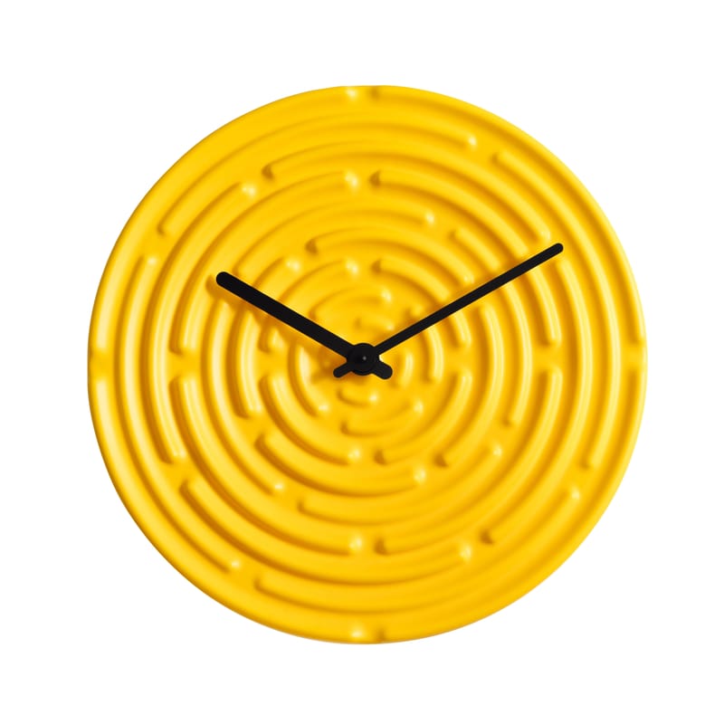 Décoration - Horloges  - Horloge murale Minos céramique jaune / Ø 42 cm - raawii - Jaune - Aluminium, Faïence émaillée