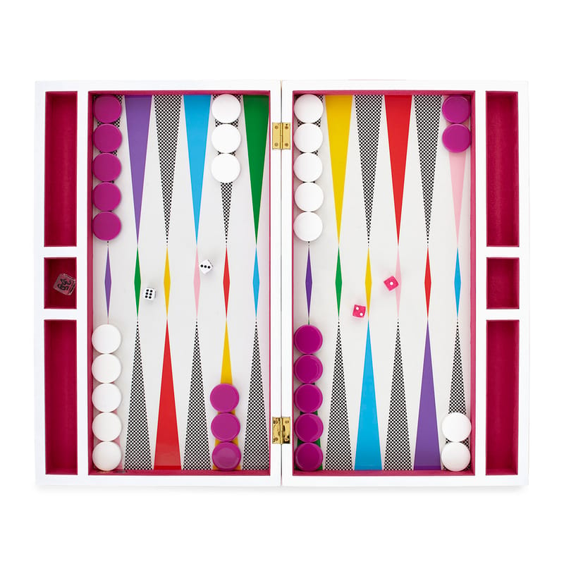 Accessoires - Jeux et loisirs - Set de Backgammon Rainbow bois multicolore / Coffret laqué - Jonathan Adler - Rainbow / Multicolore - Bois laqué, Velours