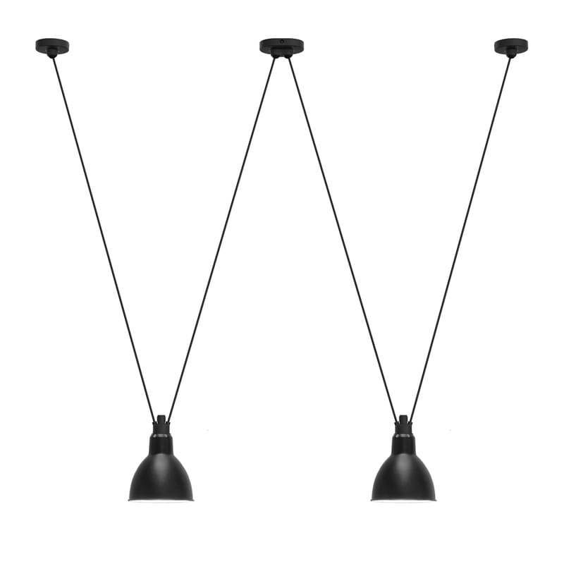 Luminaire - Suspensions - Suspension Acrobate N°324 métal noir / Lampe Gras - 2 abat-jours ronds - DCW éditions - Noir / Rond - Acier peint