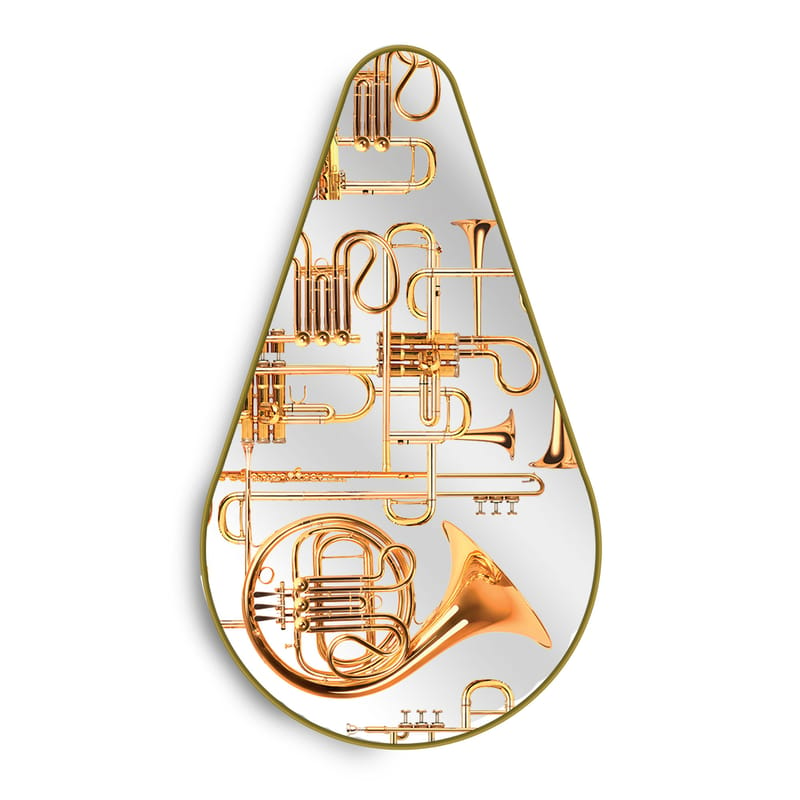 Dekoration - Spiegel - Wandspiegel Toiletpaper Pear holz gold bunt / Trumpets - 45 x H 80,5 cm - Seletti - Trumpets / Messingrahmen - Glas, Holzfaserplatte