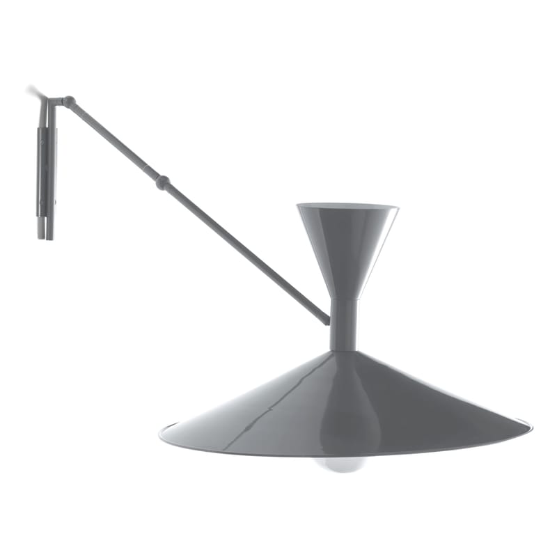 Luminaire - Appliques - Applique avec prise Lampe de Marseille métal gris by Le Corbusier / L 166 cm - Réédition 1954 - Nemo - Gris mat - Acier, Aluminium