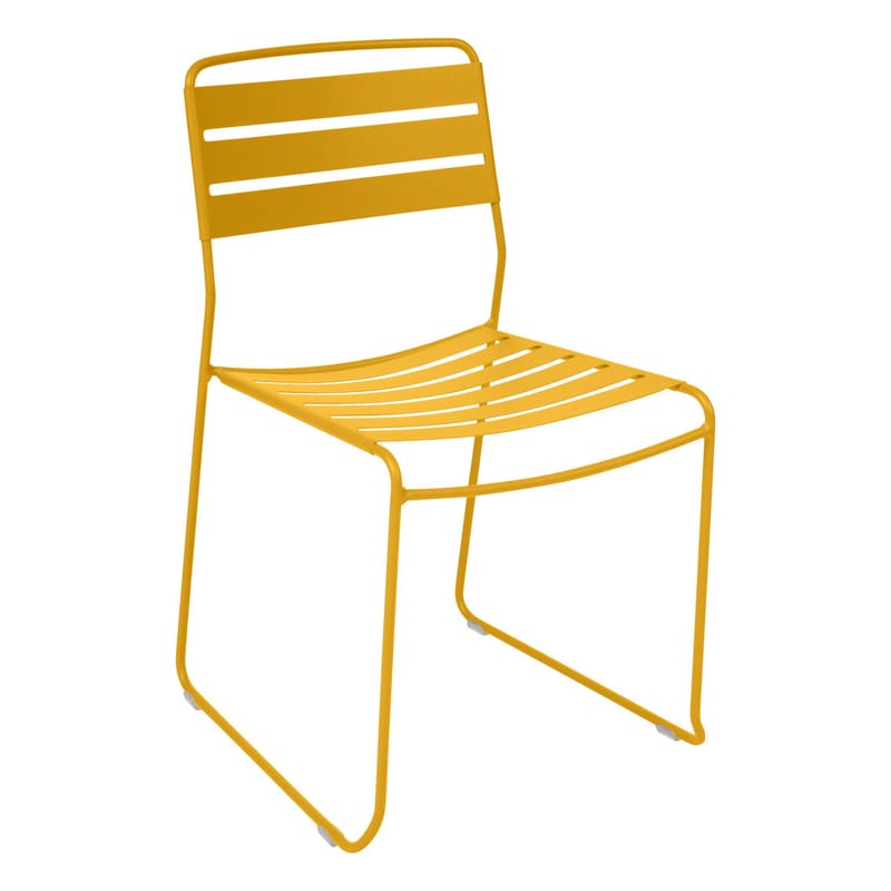 Mobilier - Chaises, fauteuils de salle à manger - Chaise empilable Surprising métal jaune - Fermob - Miel texturé - Acier