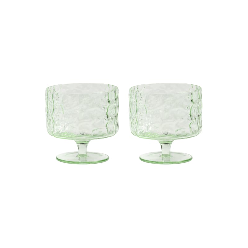 Table et cuisine - Saladiers, coupes et bols - Coupe à dessert Trunk verre vert / Set de 2 - & klevering - Vert - Verre