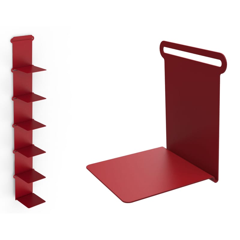 Mobilier - Etagères & bibliothèques - Etagère Knick métal rouge / Range-livres - L 15 cm - Matière Grise - Rouge - Métal