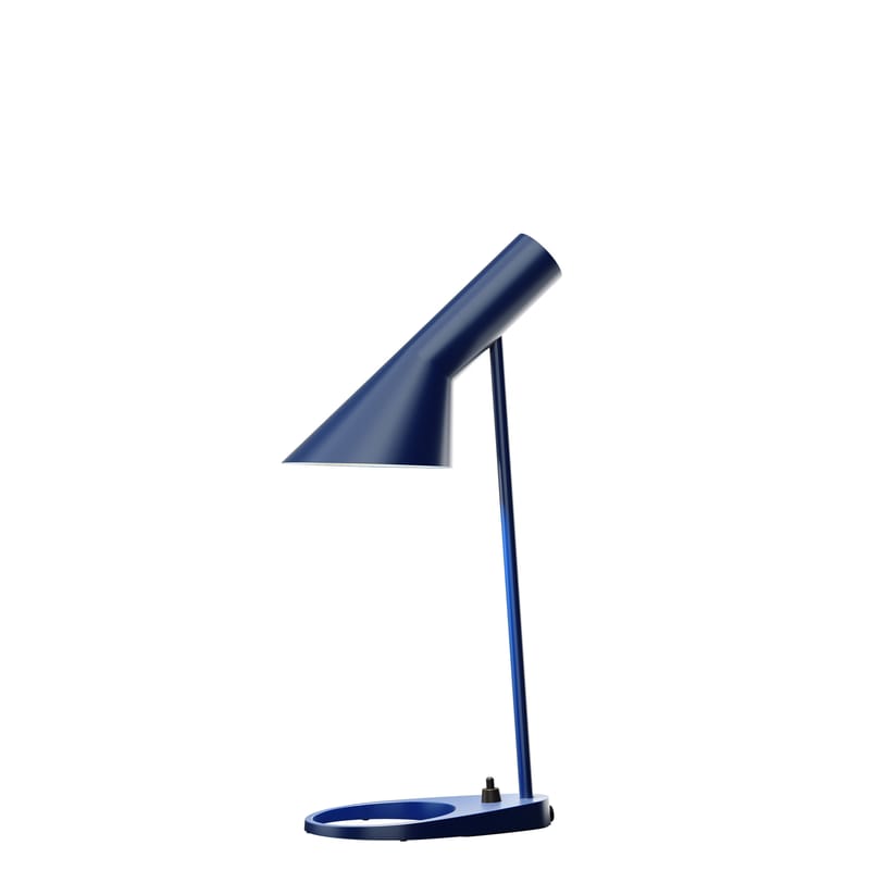 Luminaire - Lampes de table - Lampe de table AJ Mini métal bleu / H 43 cm - Orientable / Arne Jacobsen, 1957 - Louis Poulsen - Bleu Nuit - Acier, Zinc