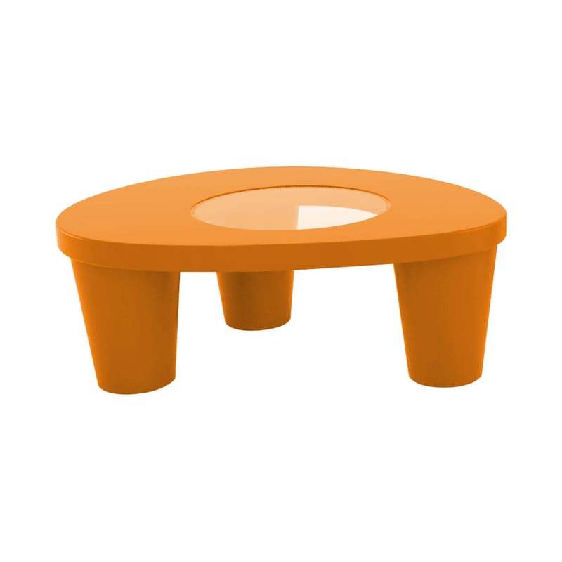 Mobilier - Tables basses - Table basse Low Lita verre plastique orange / 90 x 74 cm - Slide - Orange - Polyéthylène recyclable, Verre