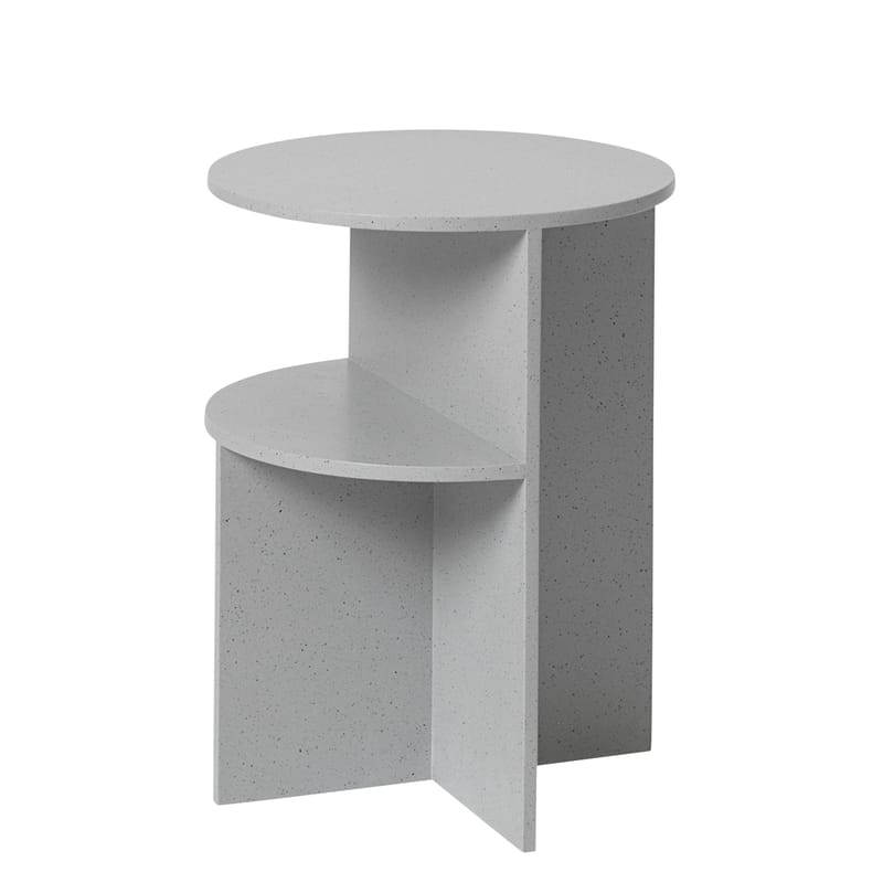 Mobilier - Tables basses - Table d\'appoint Halves matériau composite gris / 2 plateaux - Pierre acrylique - Muuto - Gris clair - Matériau composite