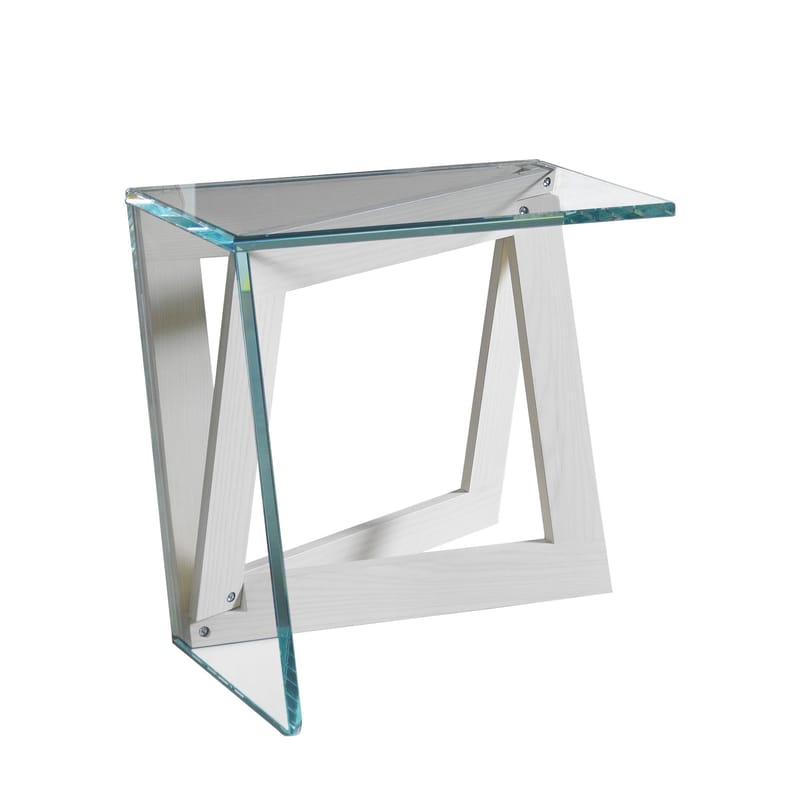 Mobilier - Tables basses - Table d\'appoint QuaDror01 verre bois blanc transparent - Horm - Frêne blanchi / Verre transparent - Frêne blanchi, Verre trempé