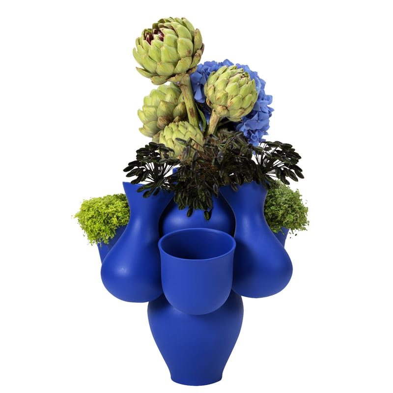Decoration - Vases - Qucha Vase ceramic blue / Ø 40 x H 40 cm - Ceramic - Moustache - Pacha/Blue - Glazed ceramic