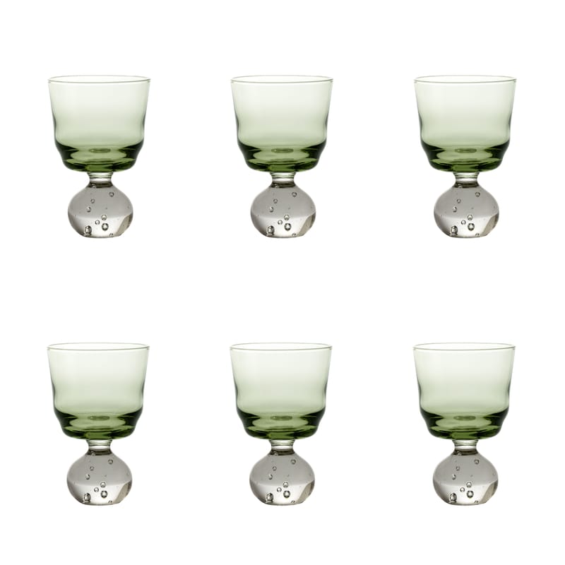 Table et cuisine - Verres  - Verre à vin Eternal Snow S verre vert / Set de 6 - Ø 6,3 x H 9,5 cm - Serax - Vert - Verre soufflé