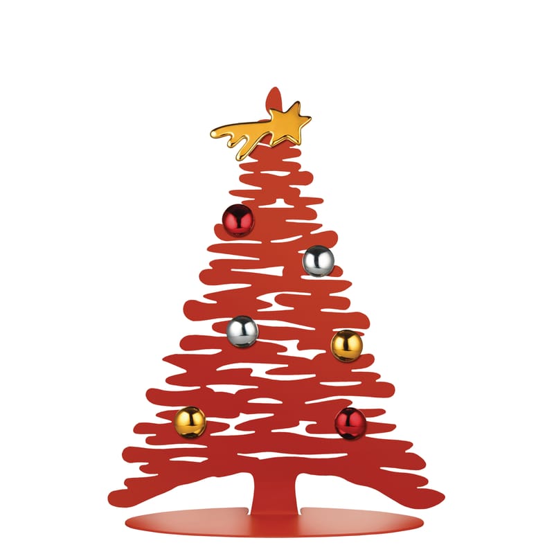 Öko-Design - Lokale Produktion - Weihnachtsdeko Bark Tree metall rot / H 30 cm - Weihnachtsbaum aus Stahl - Alessi - Rot - Porzellan, Stahl