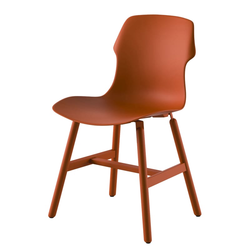 Mobilier - Chaises, fauteuils de salle à manger - Chaise Stereo Metal métal plastique rouge orange / Pour l\'extérieur - Casamania - Brique - Métal peint, Polypropylène