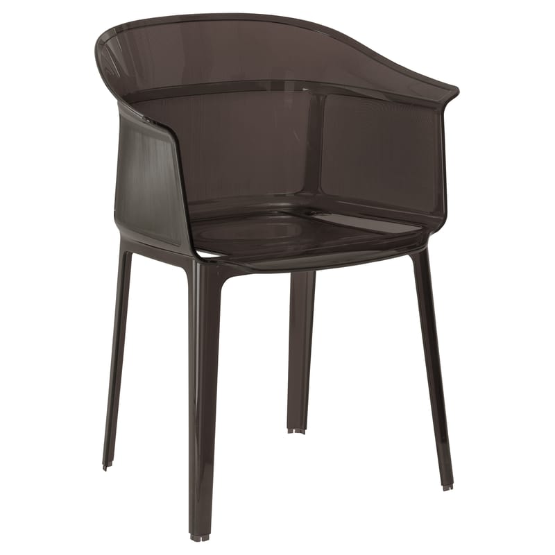 Mobilier - Chaises, fauteuils de salle à manger - Fauteuil empilable Papyrus plastique marron / Bouroullec, 2008 - Kartell - Fumé marron - Polycarbonate