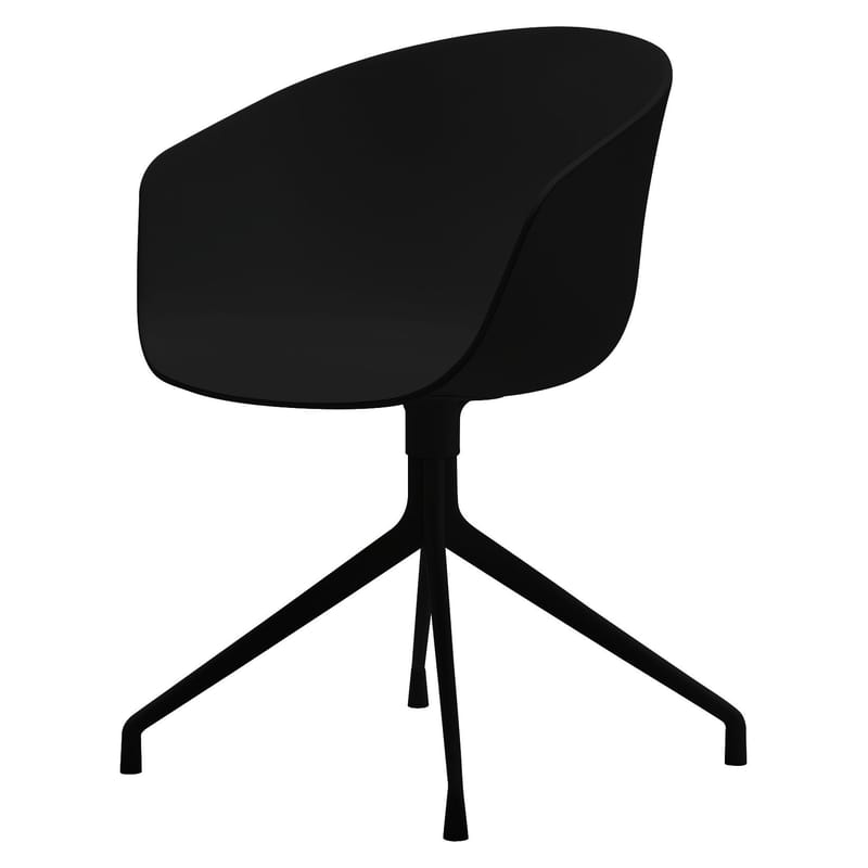 Mobilier - Chaises, fauteuils de salle à manger - Fauteuil pivotant About a chair plastique noir - Hay - Noir / Pied noir - Fonte d\'aluminium laqué, Polypropylène