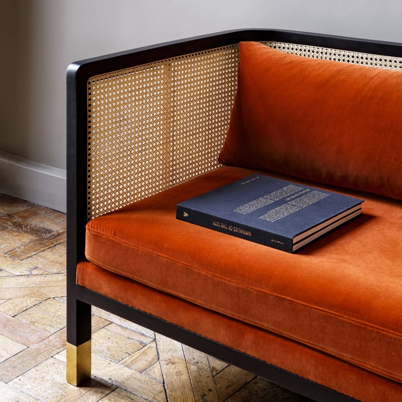 Red store orange sofa