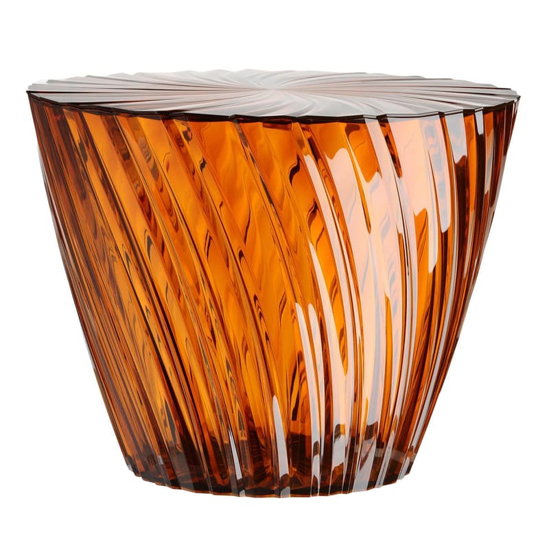 Mobilier - Tables basses - Table basse Sparkle plastique orange marron / Ø 45 x H 35 cm - Kartell - Ambre - PMMA