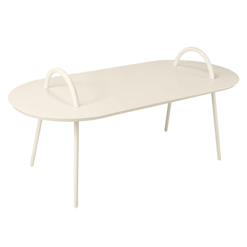 Mobilier - Tables basses - Table basse Swim métal blanc beige / 118 x 52,5 cm - Bibelo - Beige - Acier laqué époxy