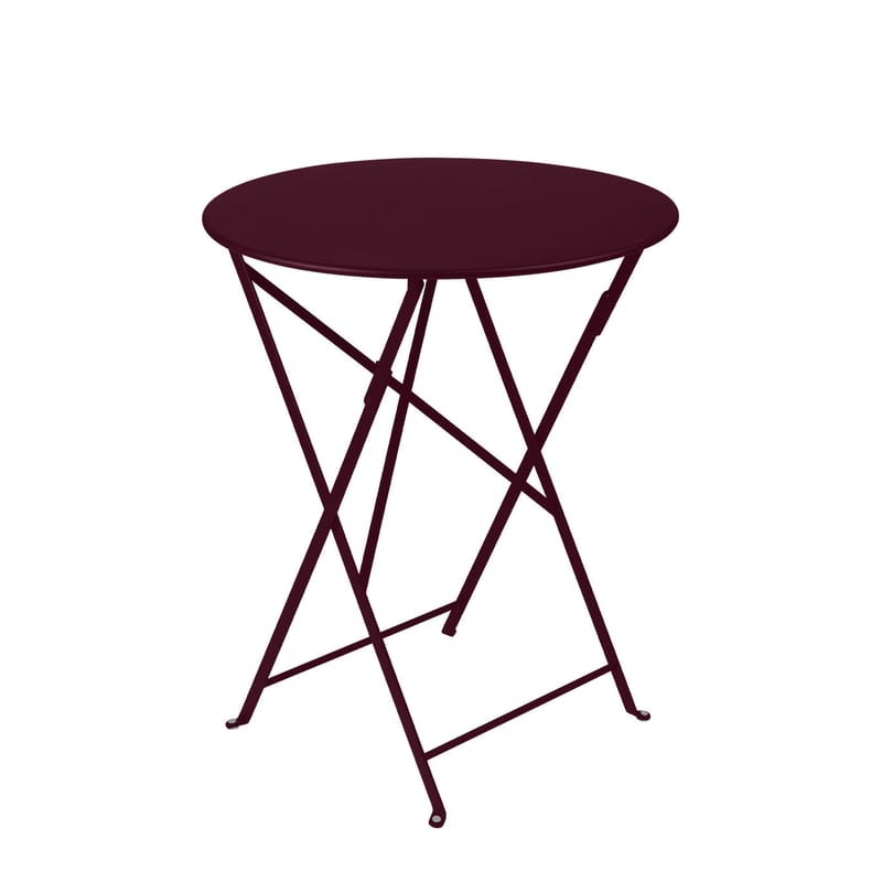 Jardin - Tables de jardin - Table pliante Bistro métal violet / Ø 60 cm -  2 personnes - Fermob - Cerise noire - Acier laqué